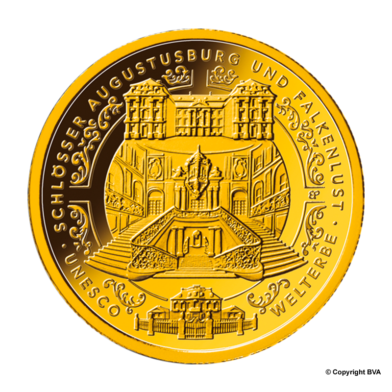 "Schlösser Augustusburg und Falkenlust" 2018 - Deutschland 100 Euro 1/2 oz Goldmünze