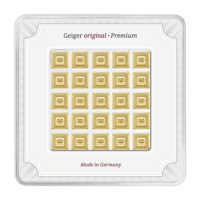 Goldbarren Geiger original - Multicard 25 x 1 g .9999 quadratisch