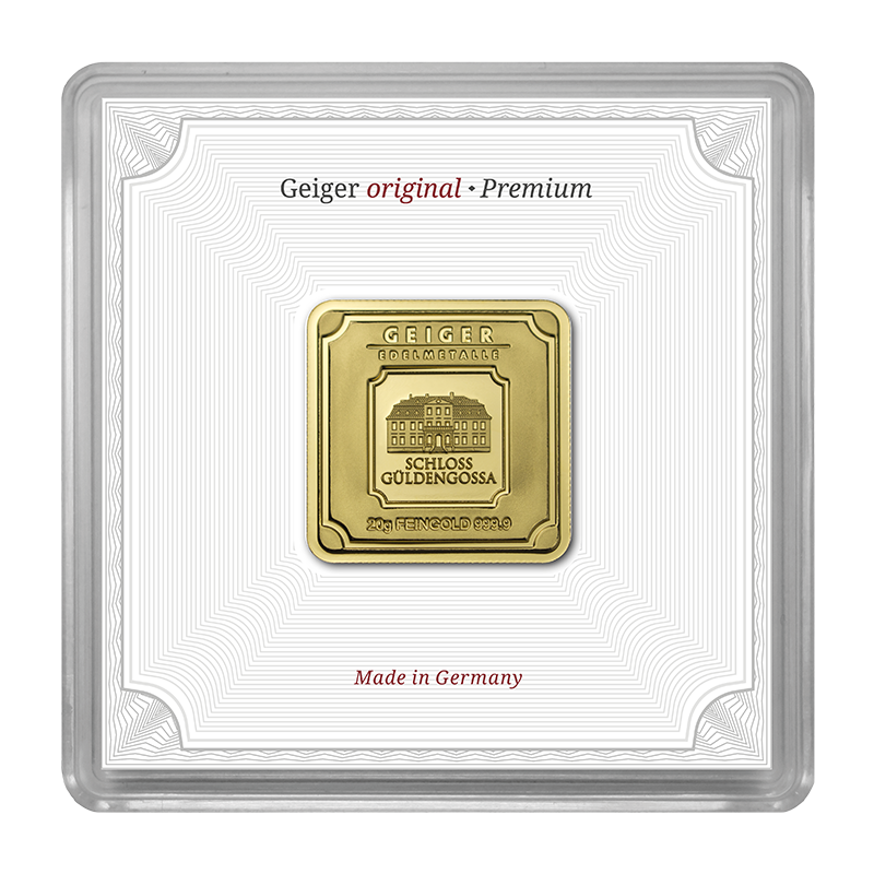 Goldbarren Geiger original - 20 g .9999 quadratisch in Kapsel