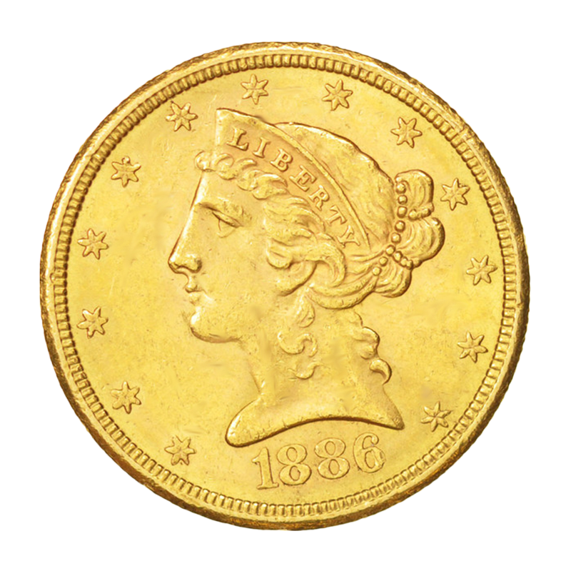 Liberty Head: Half Eagle Coronet - USA 5 USD Goldmünze