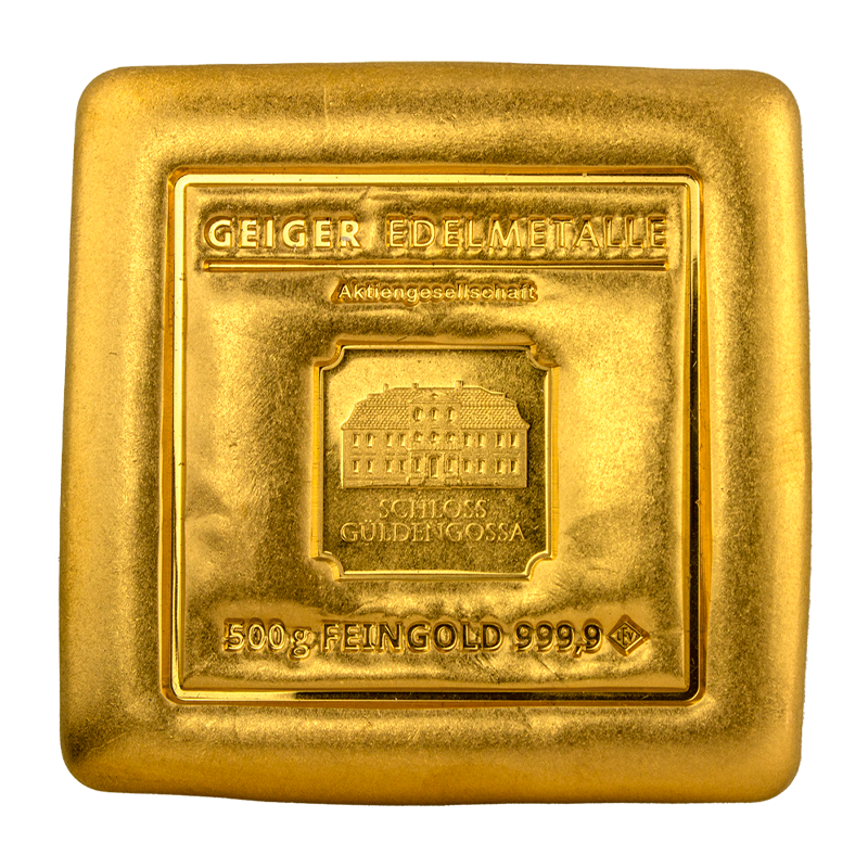 Goldbarren Geiger original - 500 g gegossen quadratisch .9999